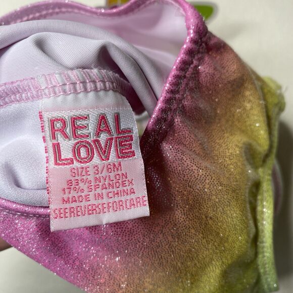 Real Love Infant Girls Size 3-6 Months Bathing Suit Shimmer Rainbow Swim Suit - Picture 4 of 5